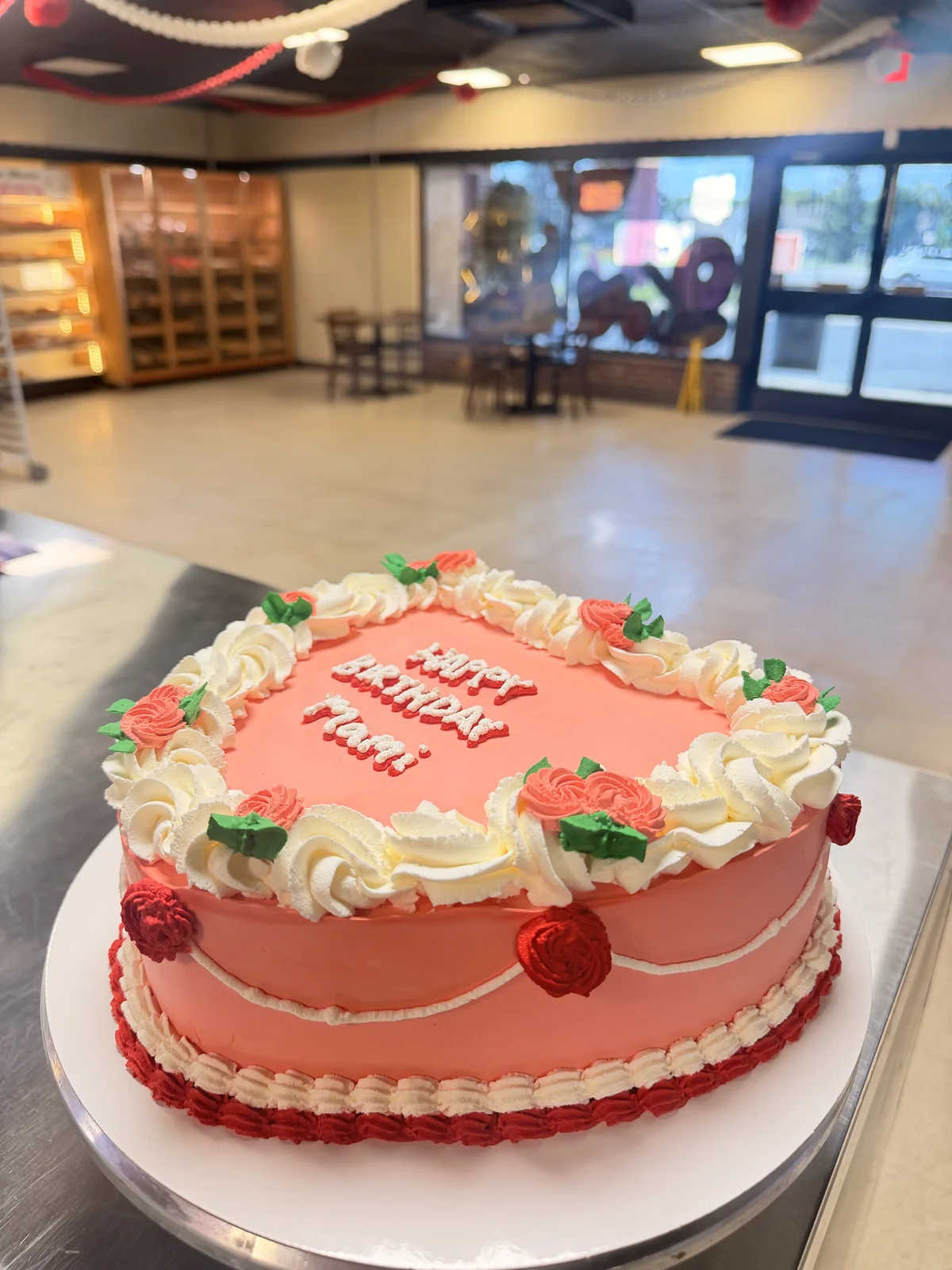 Heart shaped birthday cake