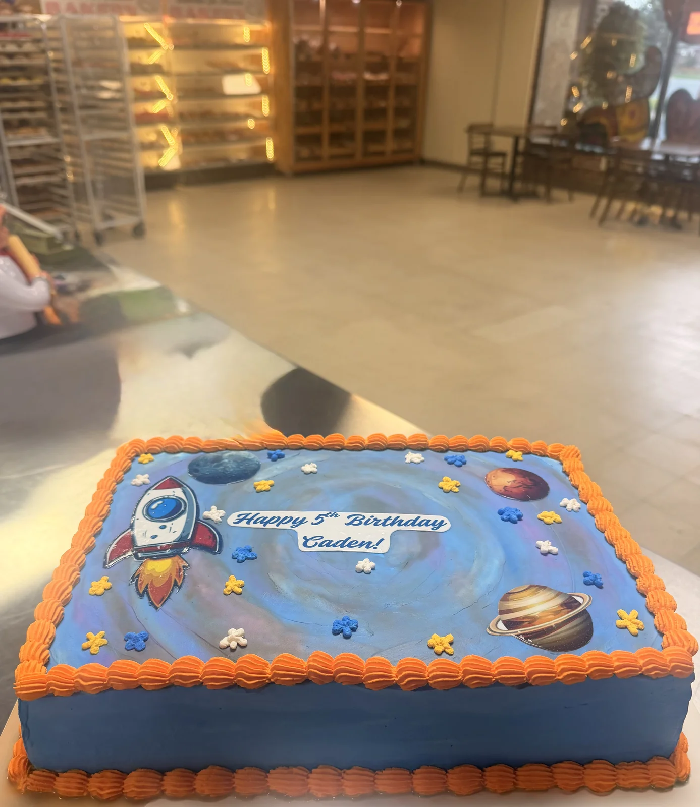 Custom outer space themed birthday cake